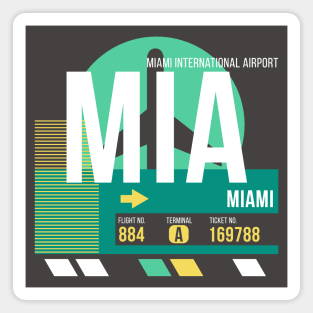 Miami (MIA) Airport // Retro Sunset Baggage Tag Magnet